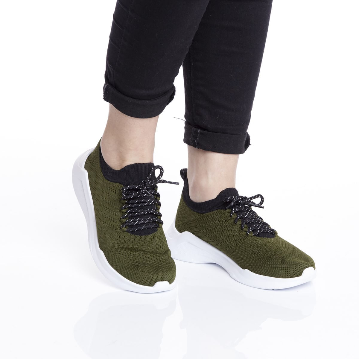 Tênis Verde Musgo/Preto PJ6112 - Petite Jolie