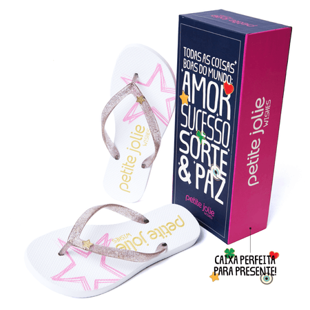 Chinelo Petite Jolie Fresh Glitter Ouro Light/Estrela PJ7080 33-4