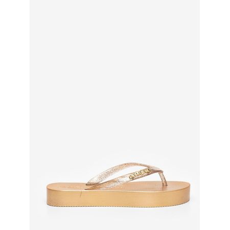Chinelo Petite Jolie Fresh Up Glitter Ouro/Vanilla PJ7705 33-34